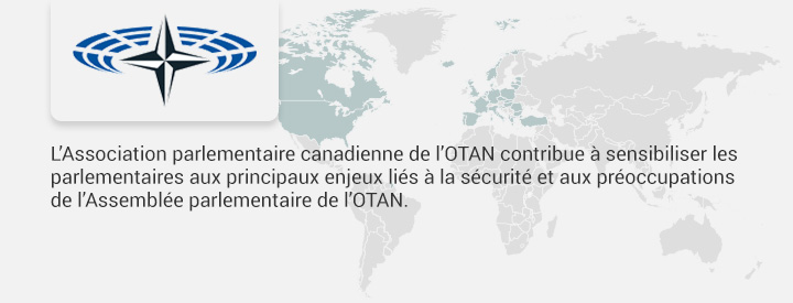 Logo CANA, L’Association parlementaire canadienne de l’OTAN contribue à sensibiliser les parlementaires aux principaux enjeux liés à la sécurité et aux préoccupations de l’Assemblée parlementaire de l’OTAN.